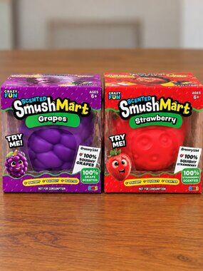 Crazy Fun SmushMart Grapes & SmushMart Strawberry Scented Squishy Toys Lot of 2